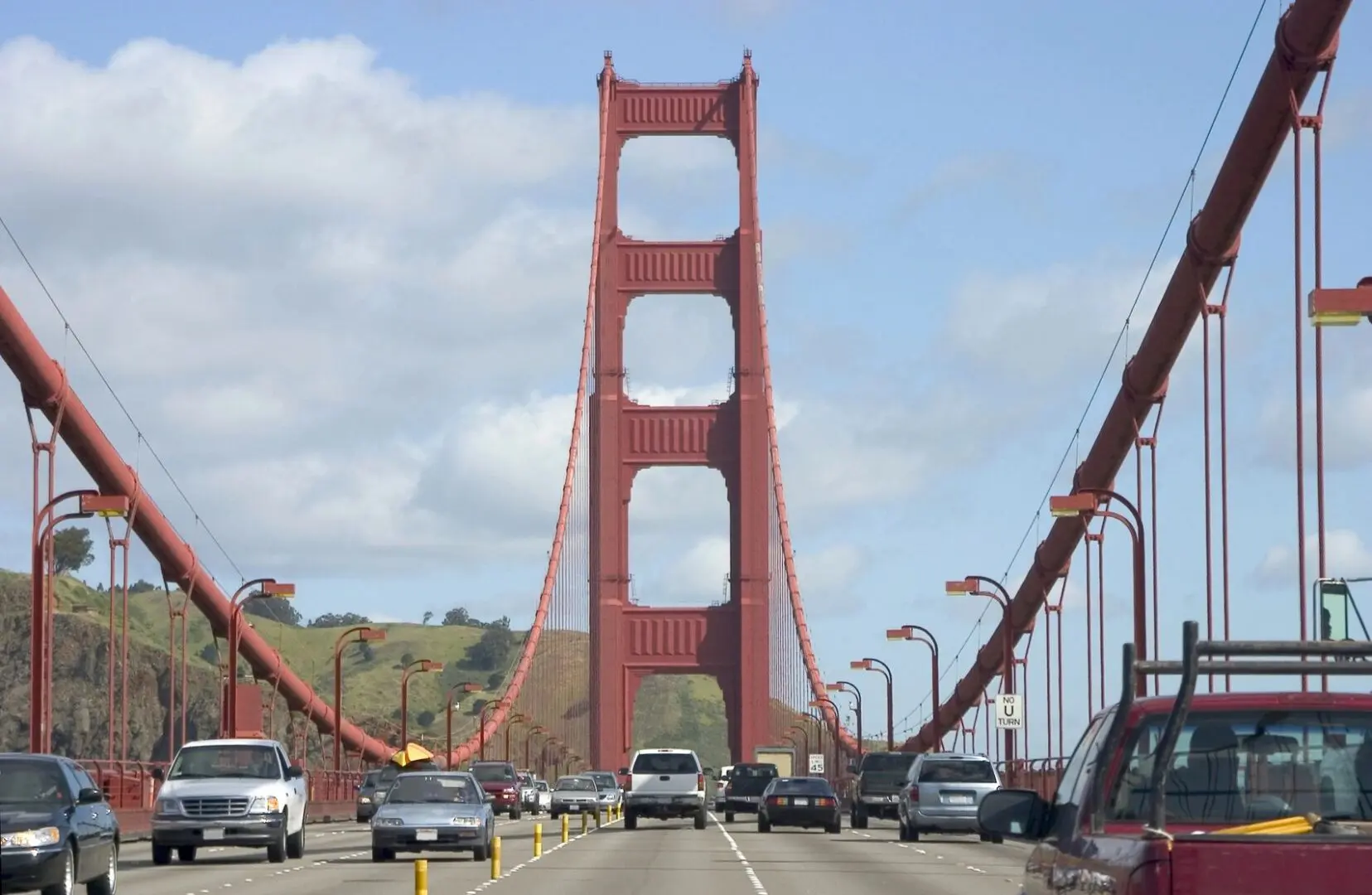 A bridge with cars driving on it